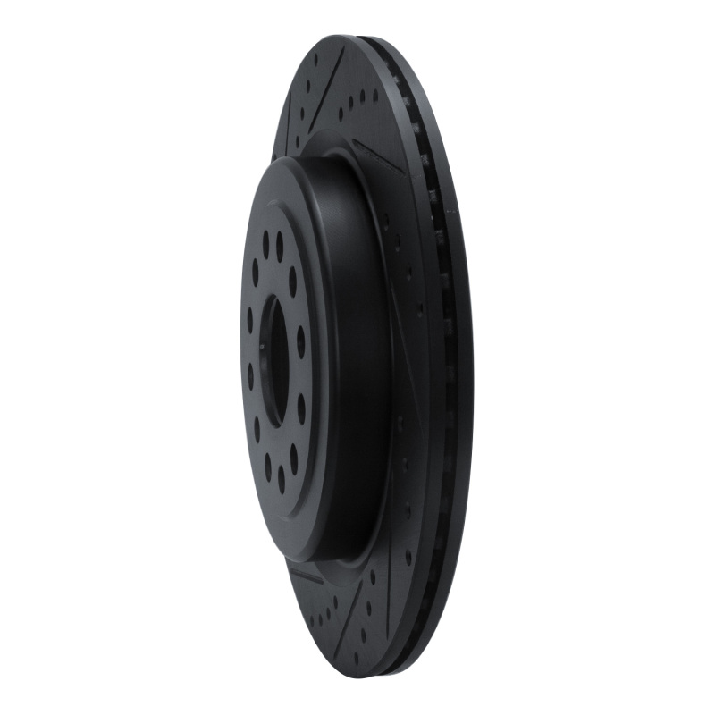 Ram 1500 Brake Rotor (1) - Rear Left - R1 Concepts - Drilled & Slotted - Black - `19-`25